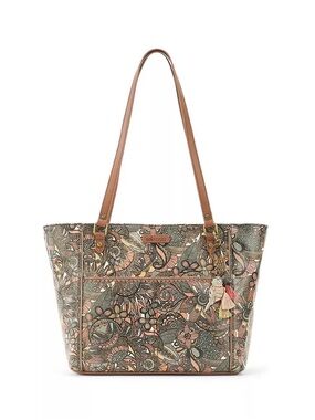 Sakroots Floral Print Tote in Multi Pink and Tan Straps